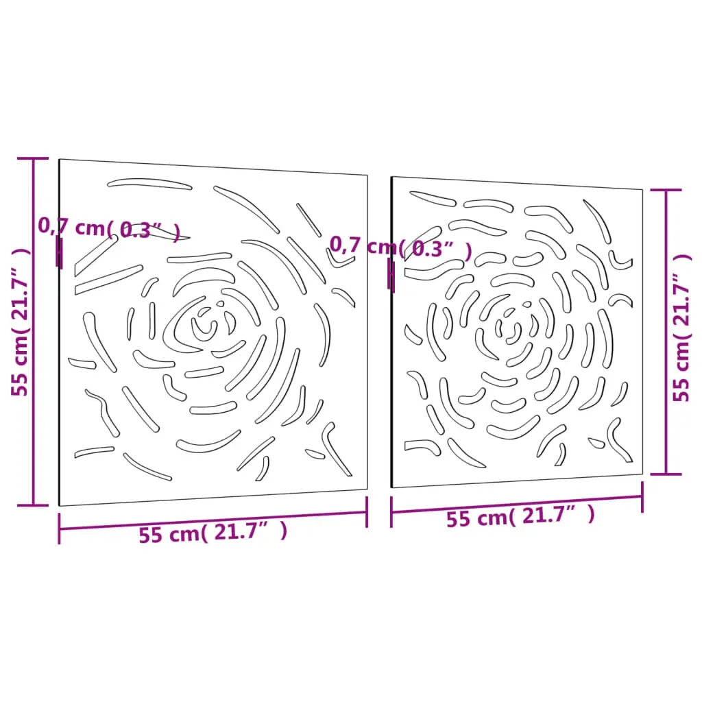 Garden Wall Decorations 2 pcs 55x55 cm Corten Steel Rose Design Price