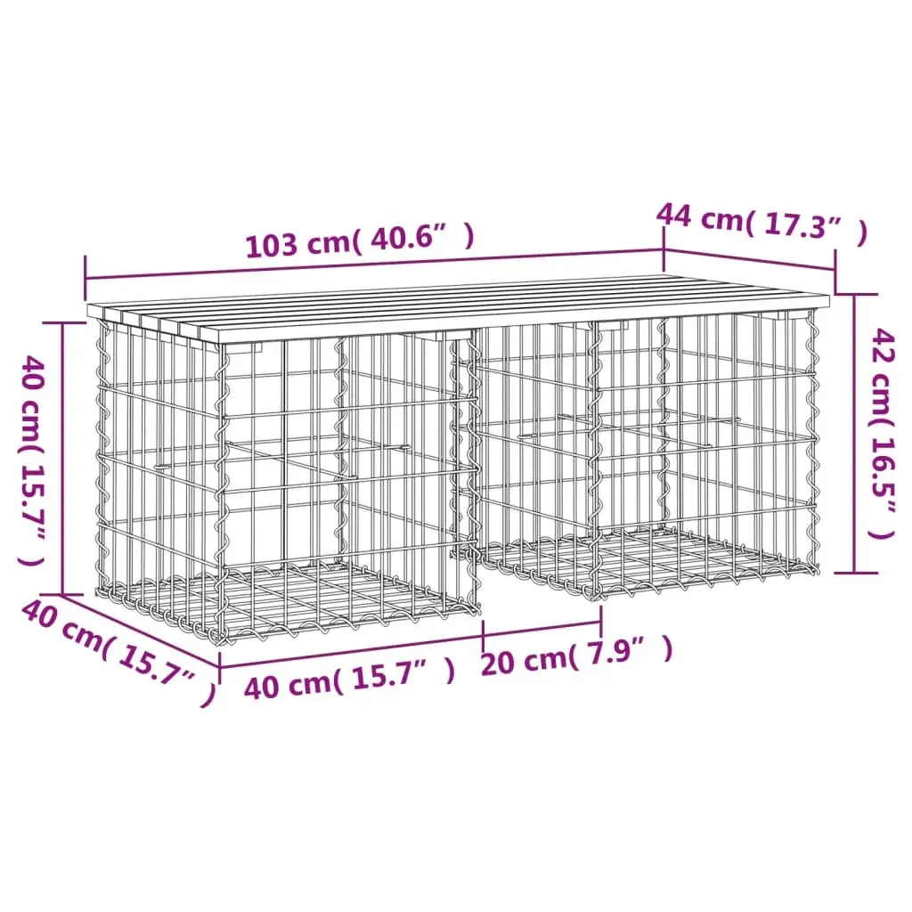 Garden Bench Gabion Design 103x44x42 cm Solid Wood Pine Price