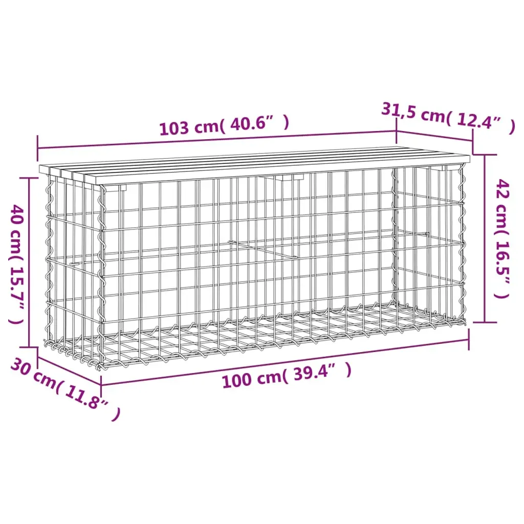 Garden Bench Gabion Design 103x31.5x42 cm Solid Wood Pine Price