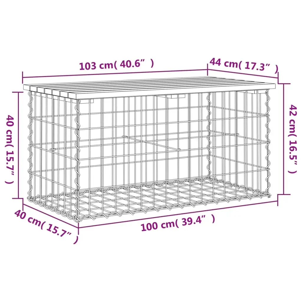 Garden Bench Gabion Design 103x44x42 cm Solid Wood Pine Price
