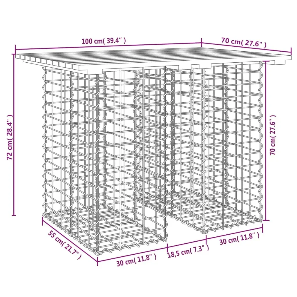 Garden Bench Gabion Design 100x70x72 cm Solid Wood Pine Price