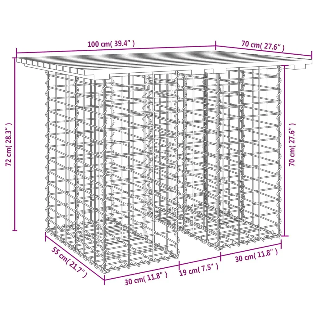 Garden Bench Gabion Design 100x70x72 cm Solid Wood Douglas Price