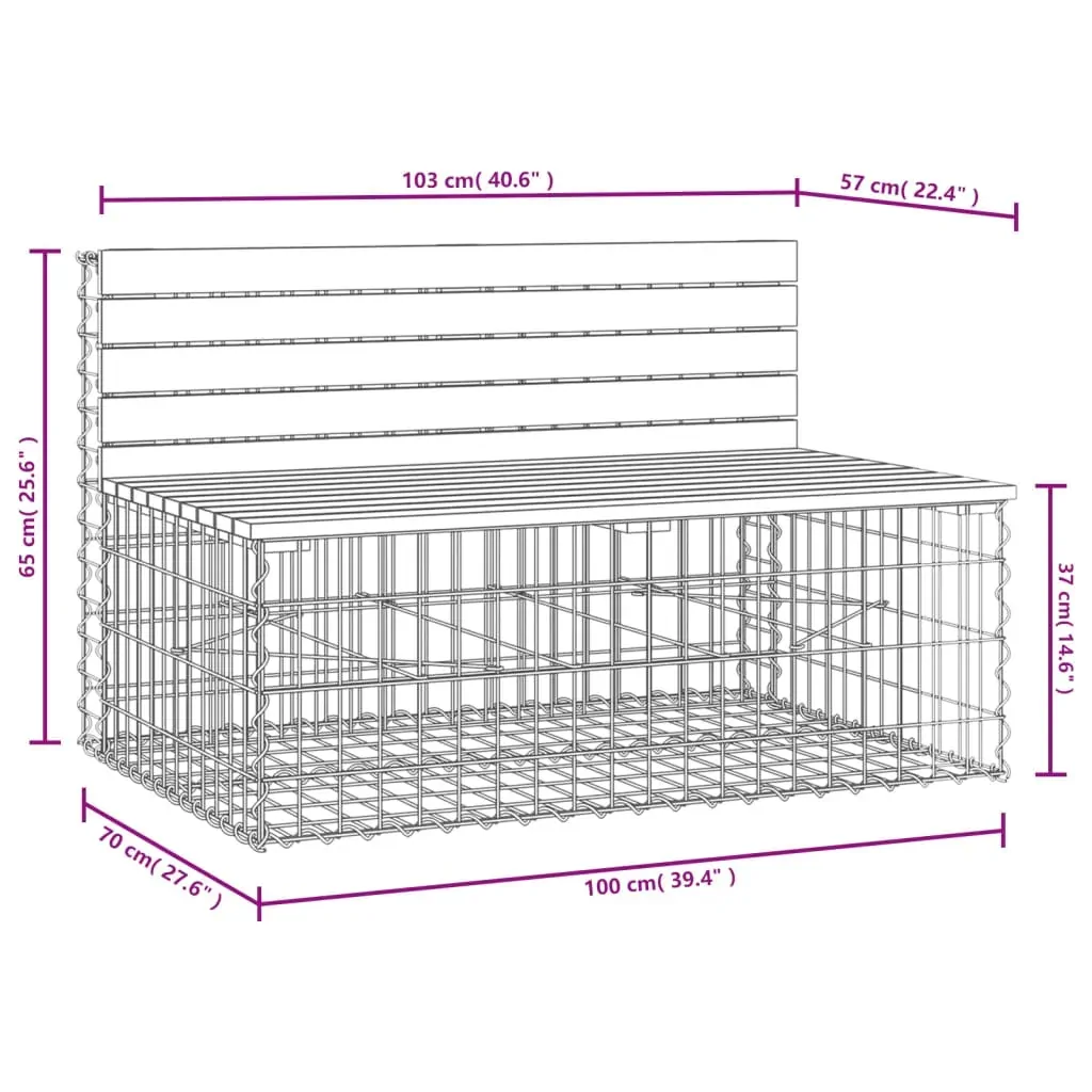 Garden Bench Gabion Design 103x70x65 cm Solid Wood Pine Price