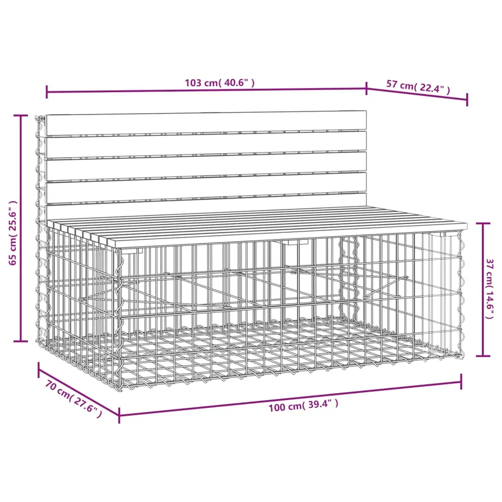 Garden Bench Gabion Design 103x70x65 cm Solid Wood Douglas Price