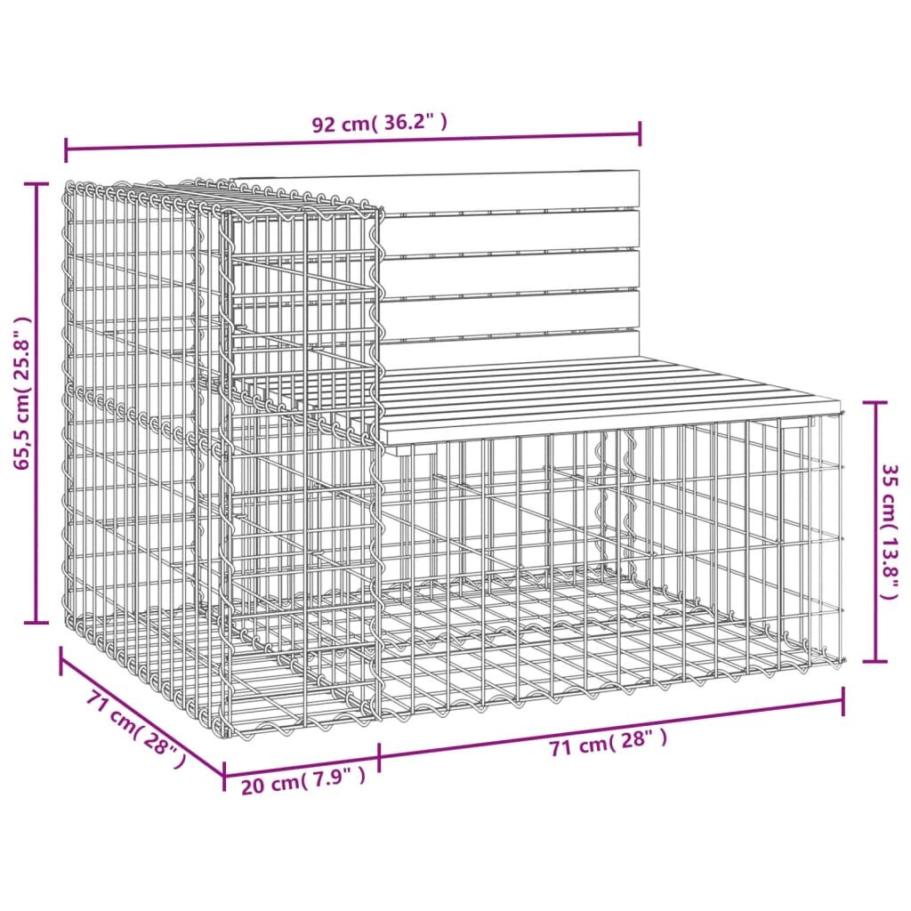 Garden Bench Gabion Design 92x71x65.5 cm Solid Wood Pine Price