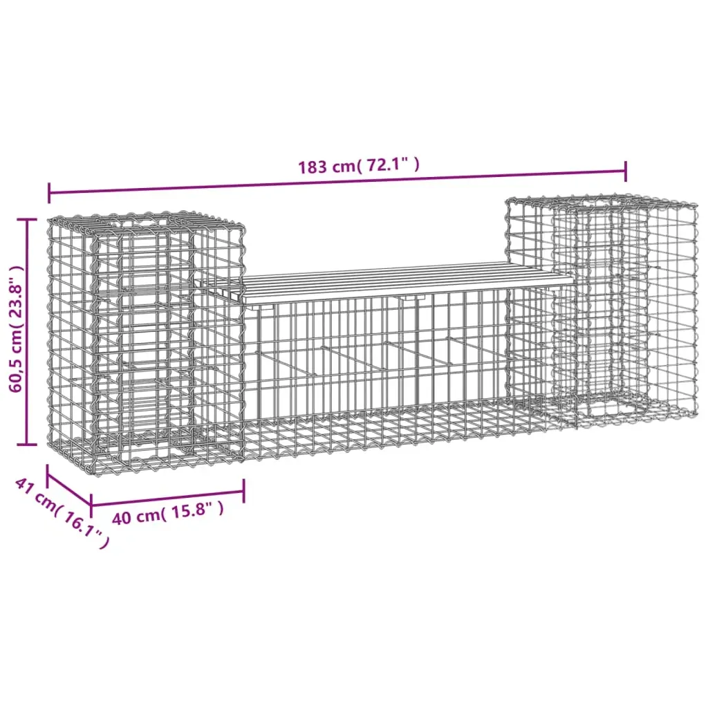 Garden Bench Gabion Design 183x41x60.5 cm Solid Wood Pine Price