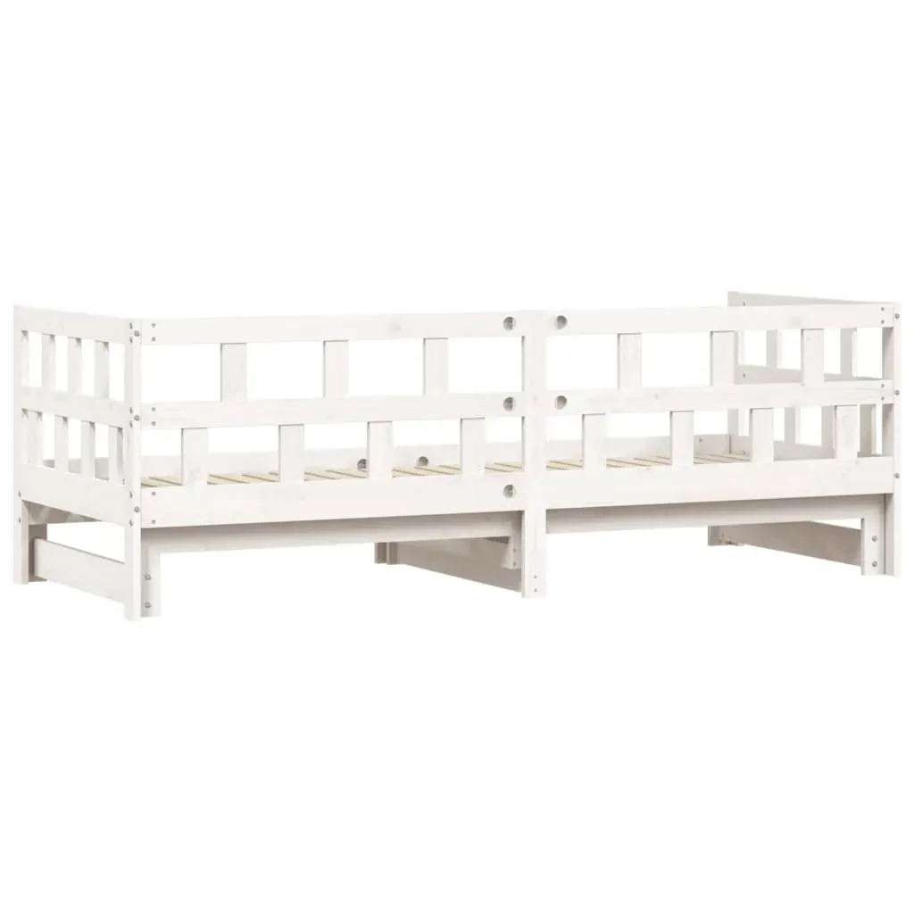 Daybed with Trundle without Mattress White 90x190 cm Solid Wood Price