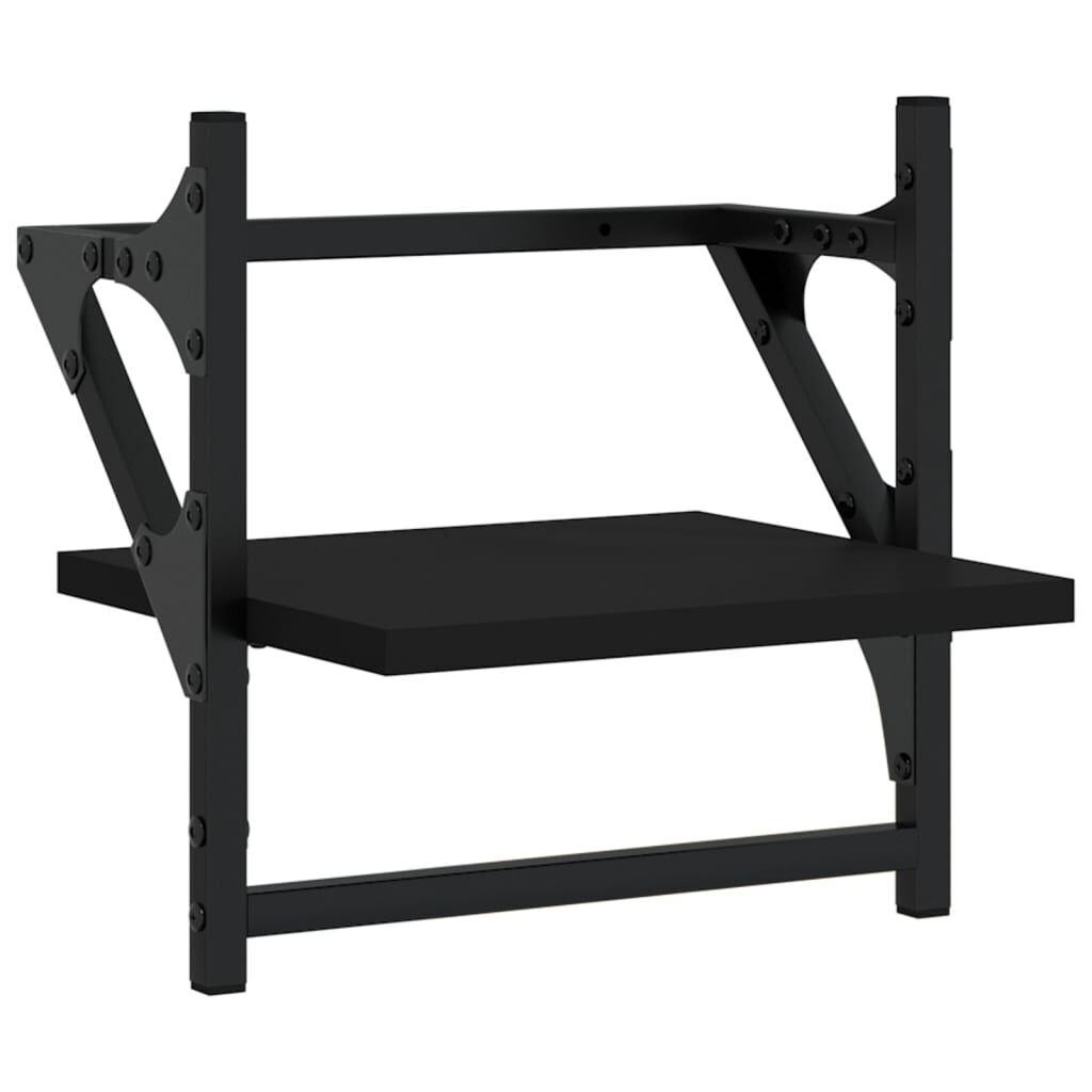 4 Piece Wall Shelf Set with Bars Black Engineered Wood Price