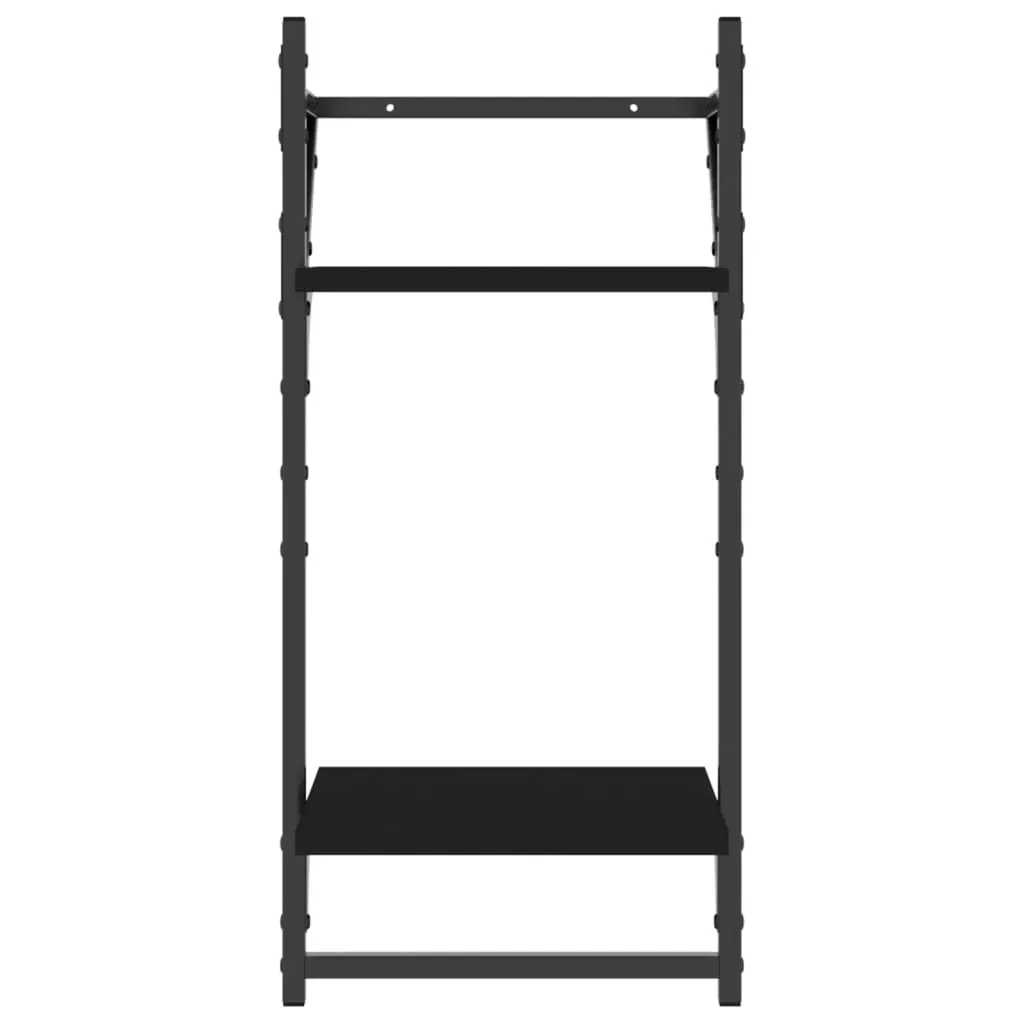 4 Piece Wall Shelf Set with Bars Black Engineered Wood Price