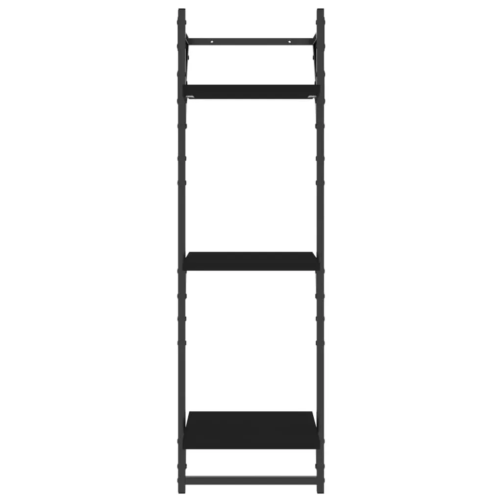 6 Piece Wall Shelf Set with Bars Black Engineered Wood Price