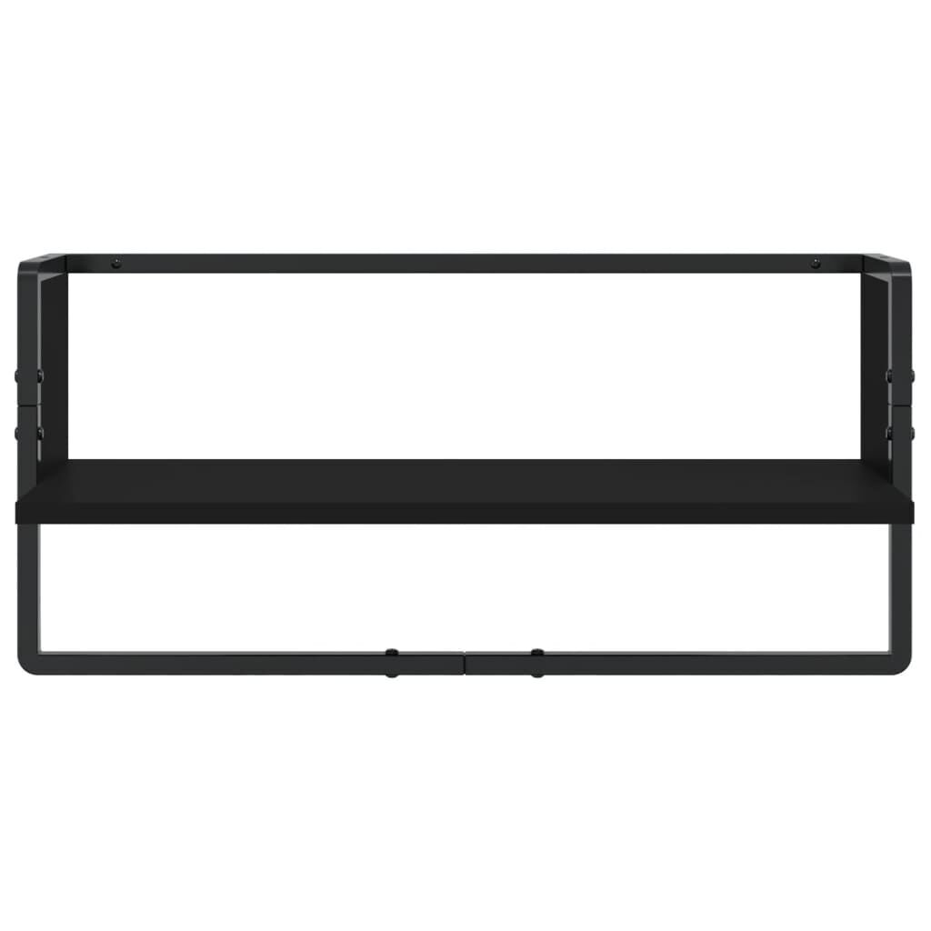4 Piece Wall Shelf Set with Bars Black Engineered Wood Price