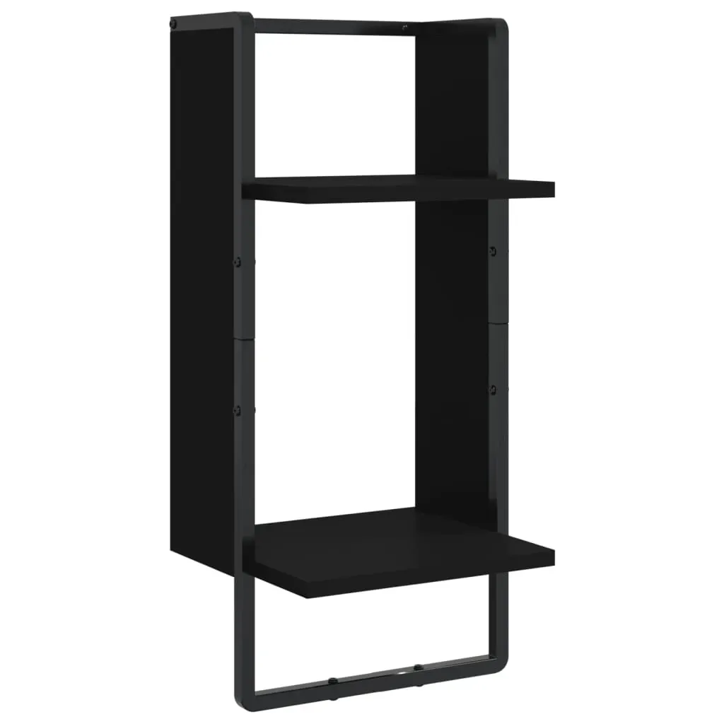 4 Piece Wall Shelf Set with Bars Black Engineered Wood Price