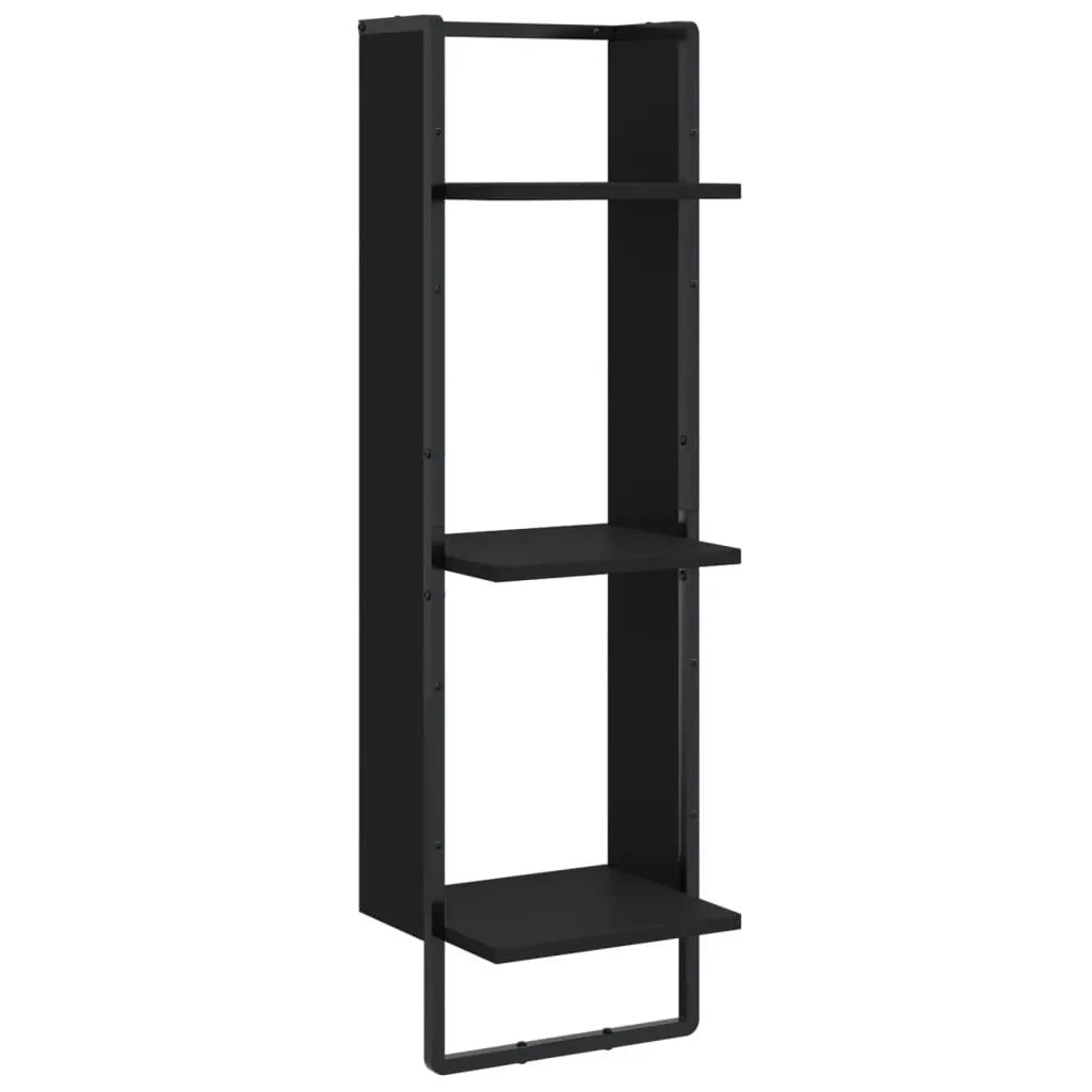 6 Piece Wall Shelf Set with Bars Black Engineered Wood Price