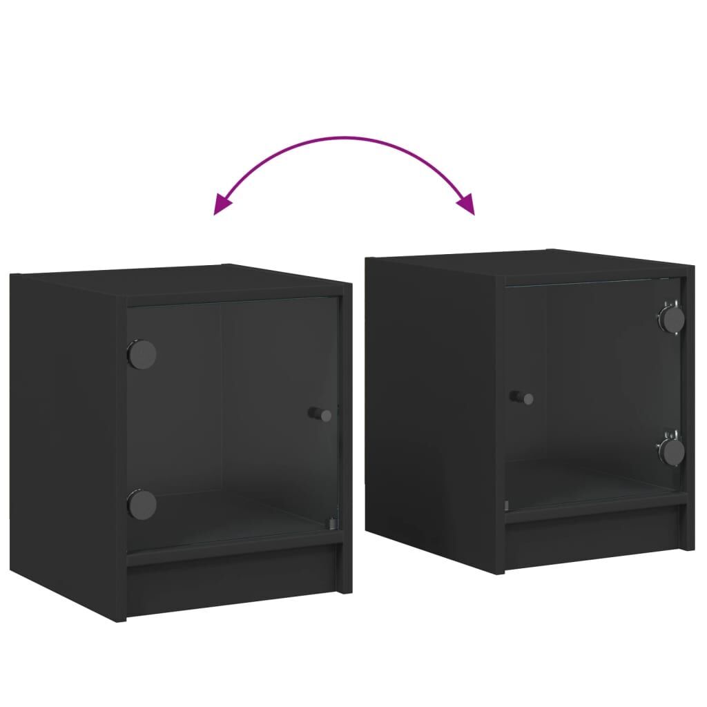 Bedside Cabinet with Glass Door Black 35x37x42 cm Price