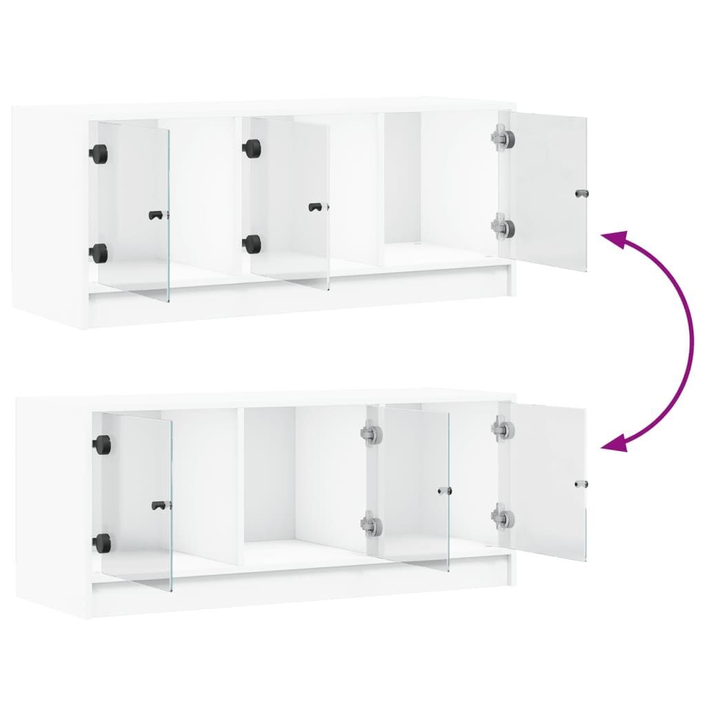 TV Cabinet with Glass Doors White 102x37x42 cm Price