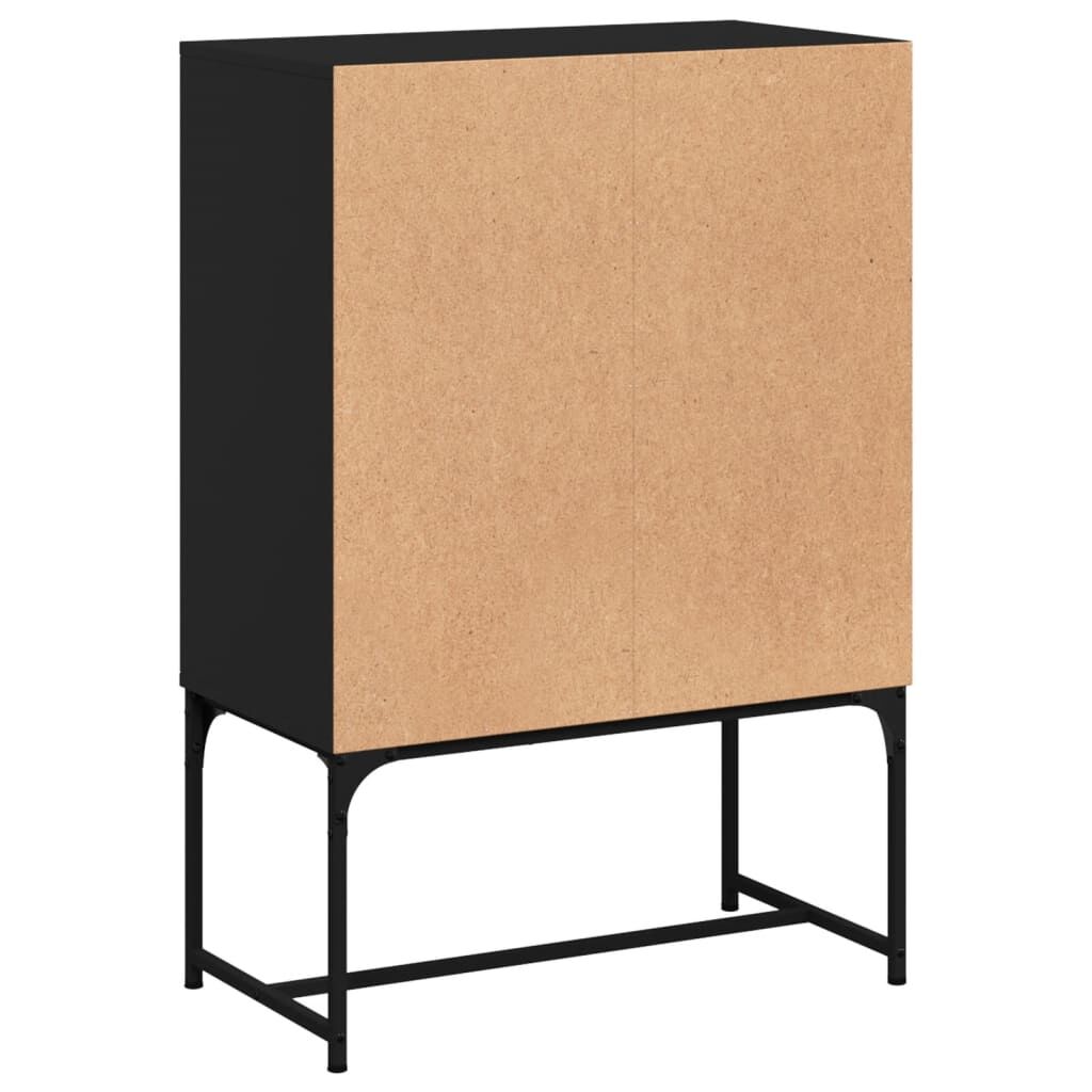 Side Cabinet with Glass Doors Black 69x37x100 cm Price