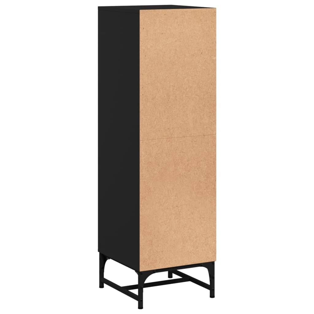 Highboard with Glass Doors Black 35x37x120 cm Price