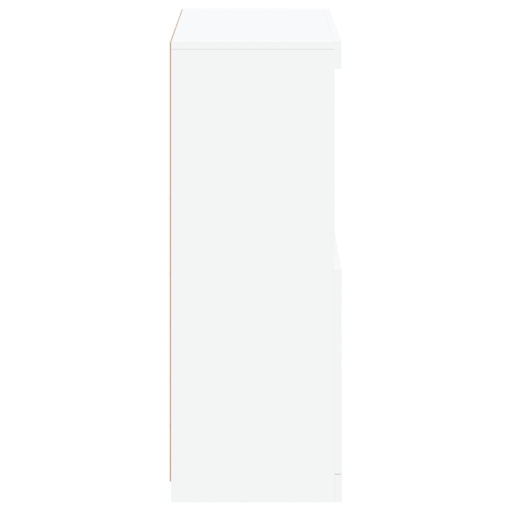Side Cabinet with LED Lights White Engineered Wood Price