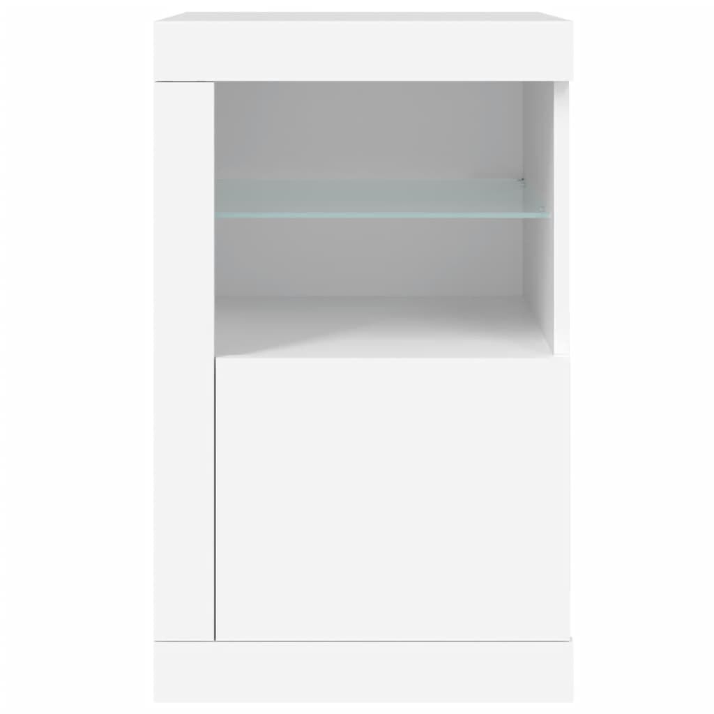 Side Cabinets with LED Lights 2 pcs White Engineered Wood Price