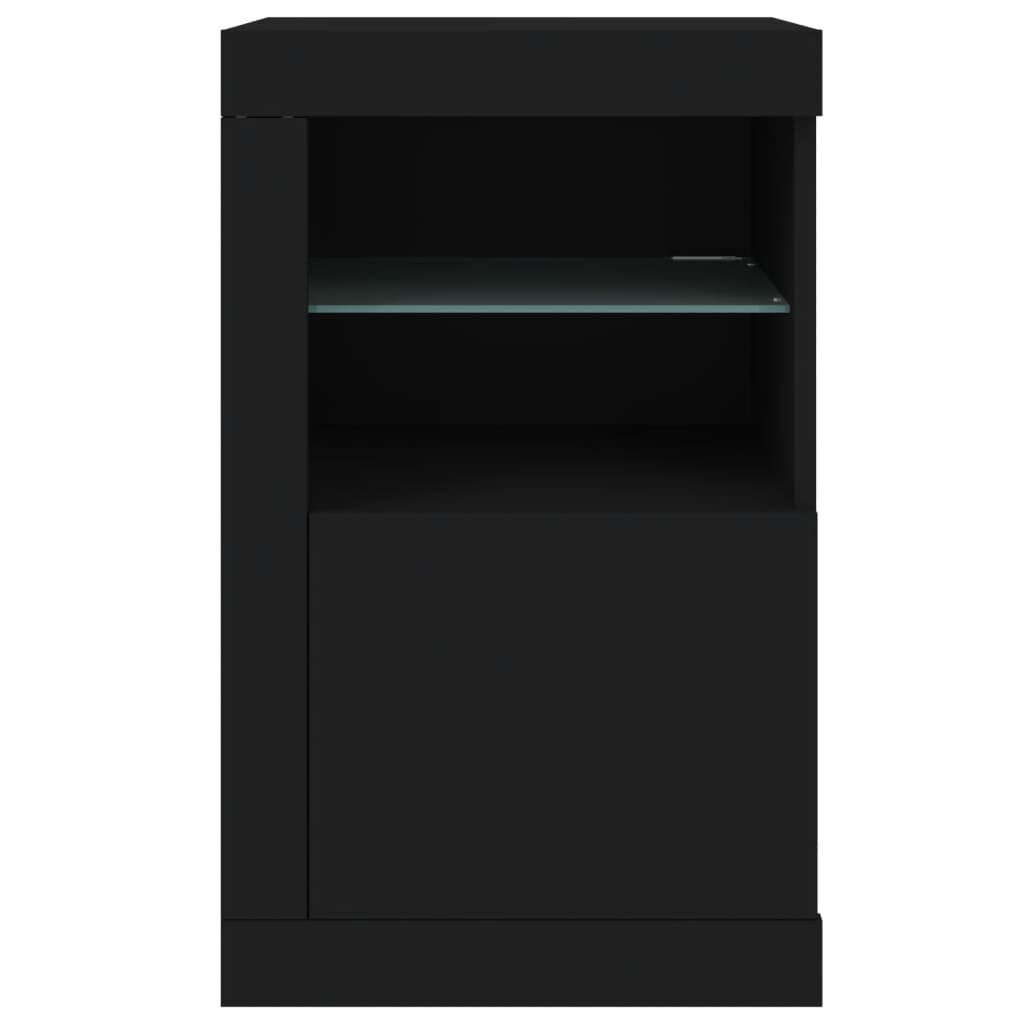 Side Cabinets with LED Lights 2 pcs Black Engineered Wood Price