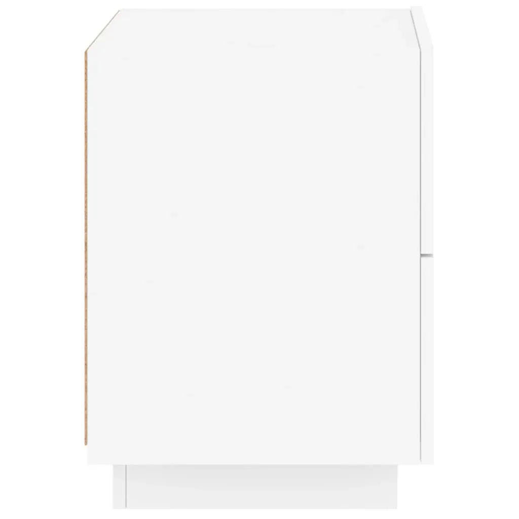 Bedside Cabinet with LED Lights White Engineered Wood Price