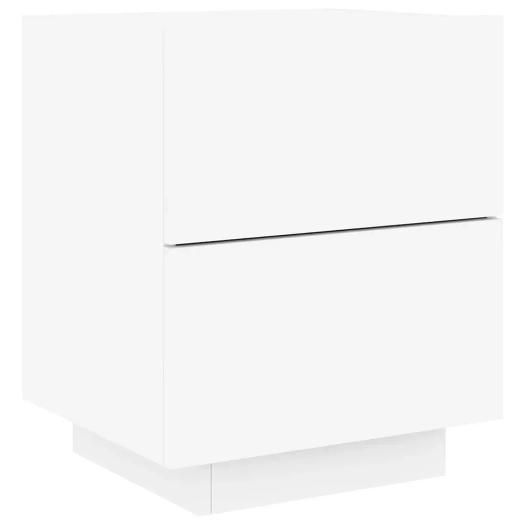 Bedside Cabinets with LED Lights 2 pcs White Engineered Wood Price