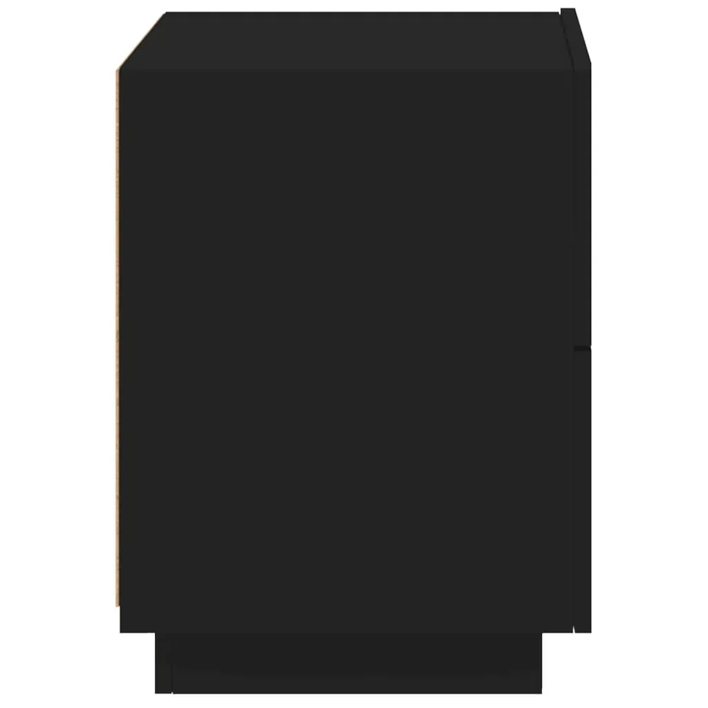 Bedside Cabinet with LED Lights Black Engineered Wood Price