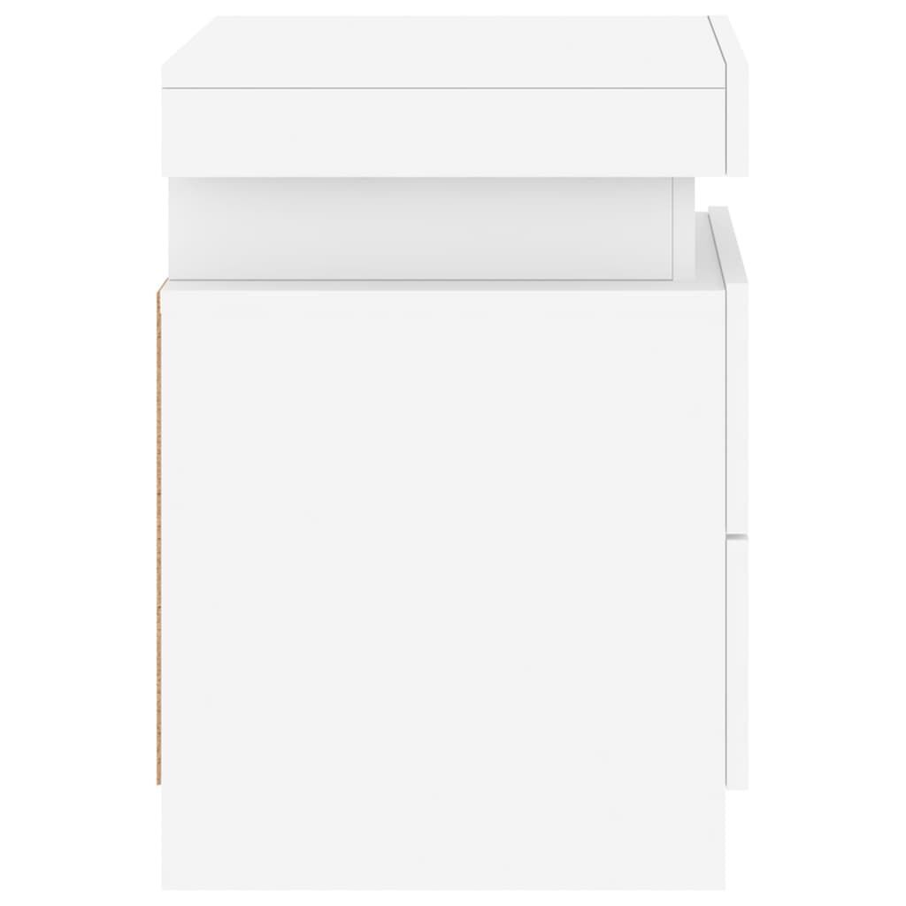 Bedside Cabinet with LED Lights White 35x39x55 cm Price