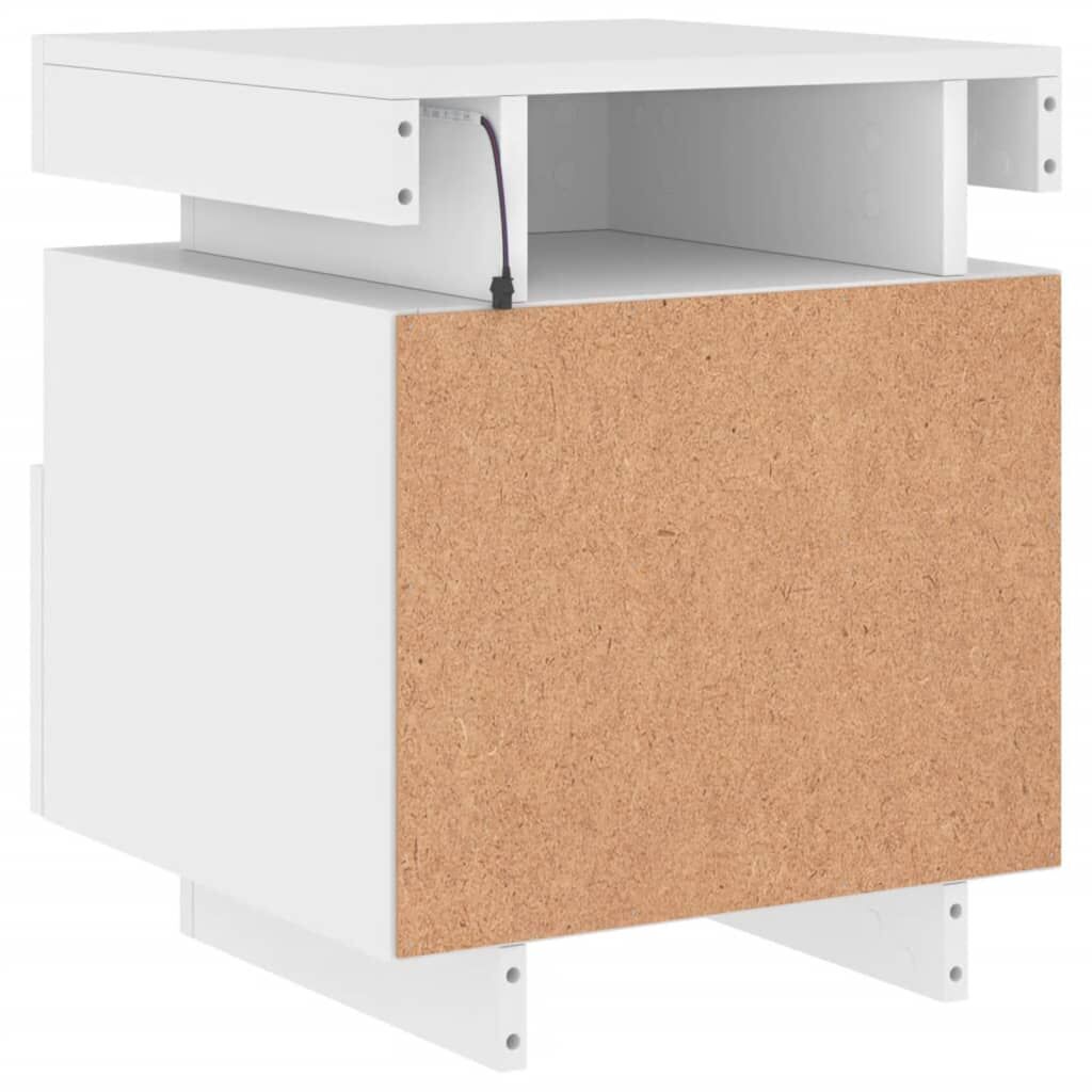 Bedside Cabinet with LED Lights White 40x39x48.5 cm Price