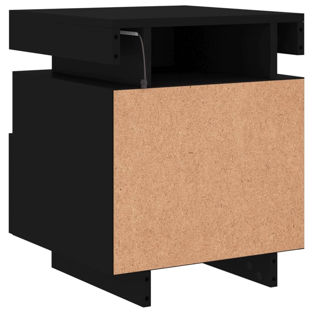 Bedside Cabinet with LED Lights Black 40x39x48.5 cm Price