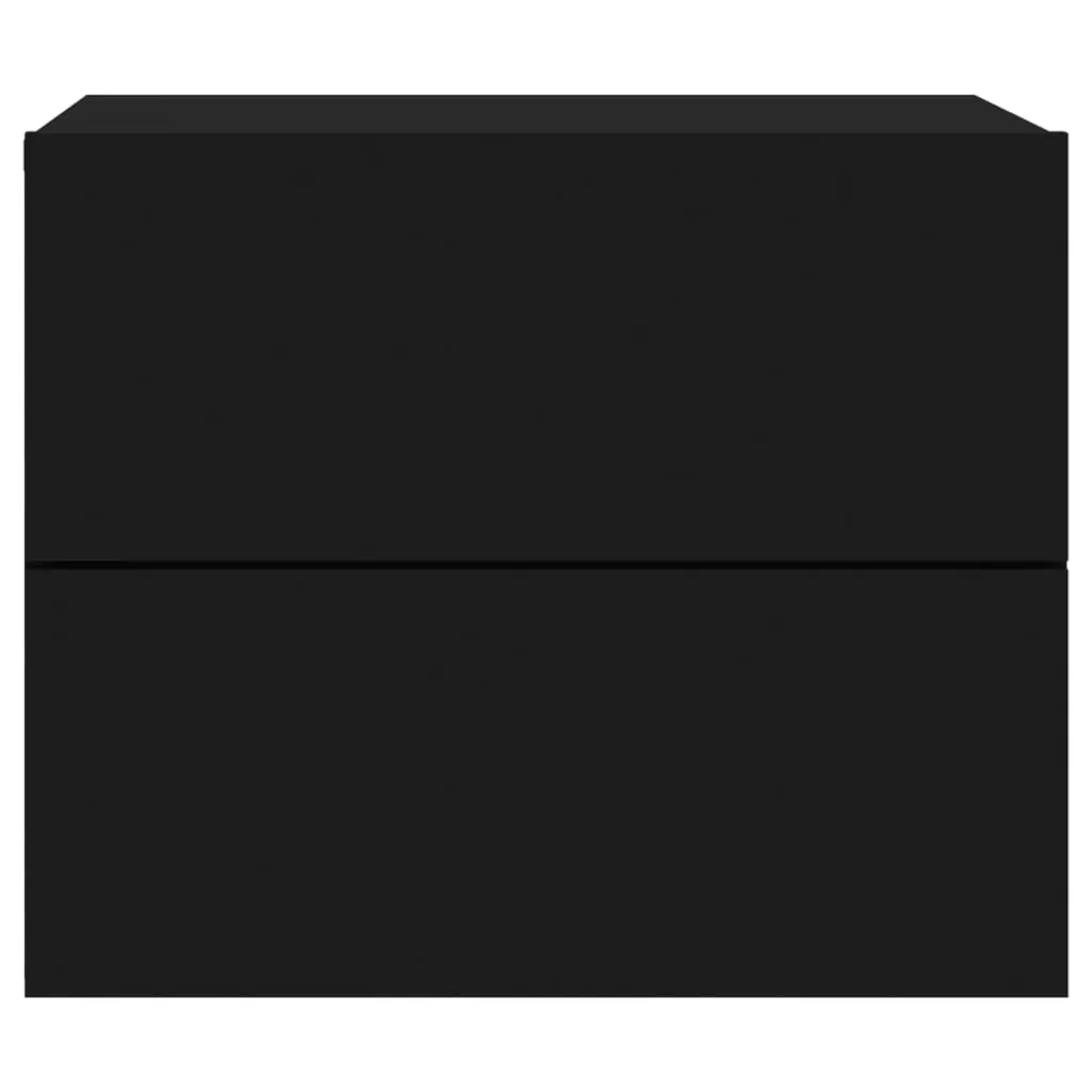Wall-mounted Bedside Cabinets with LED Lights 2 pcs Black Price