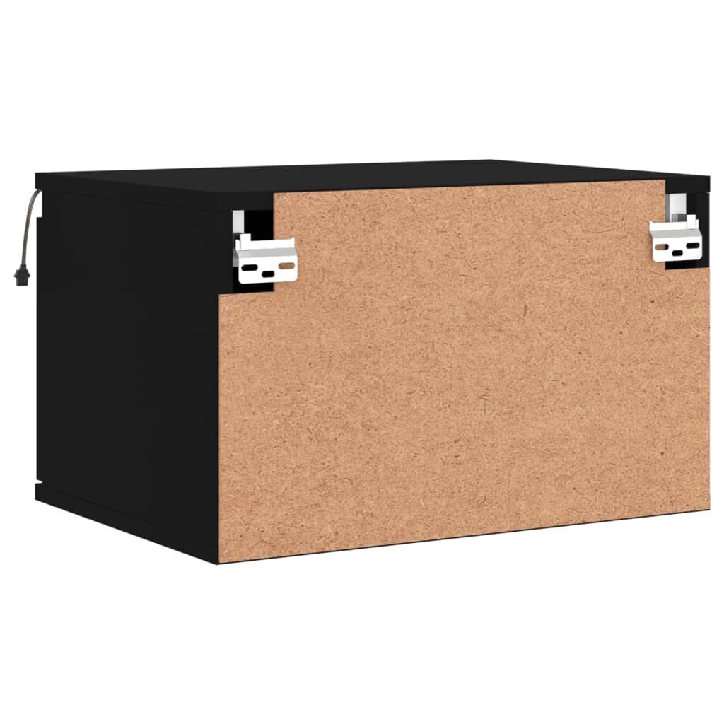 Wall-mounted Bedside Cabinet with LED Lights Black Price
