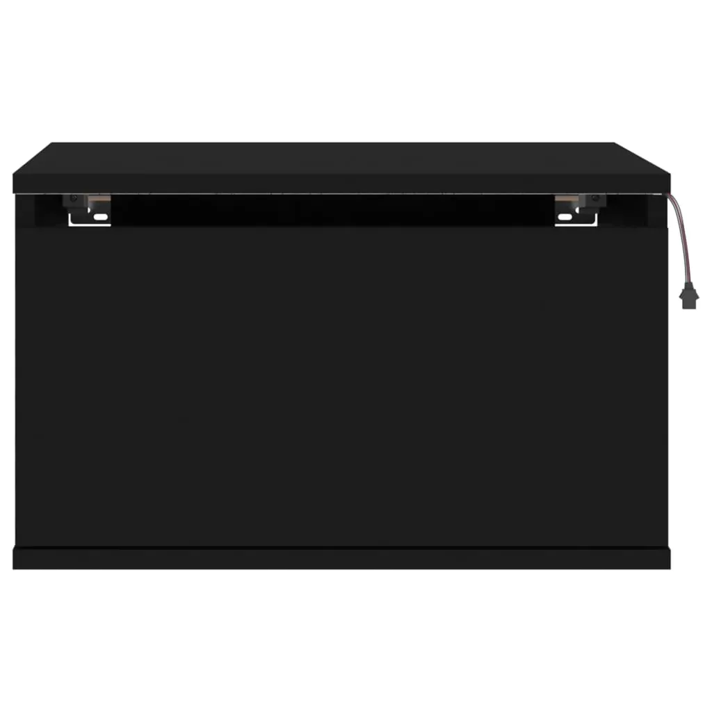 Wall-mounted Bedside Cabinets with LED Lights 2 pcs Black Price
