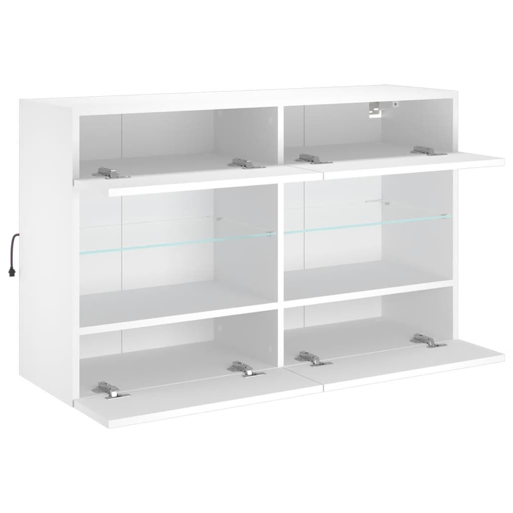 TV Wall Cabinet with LED Lights White 98.5x30x60.5 cm Price