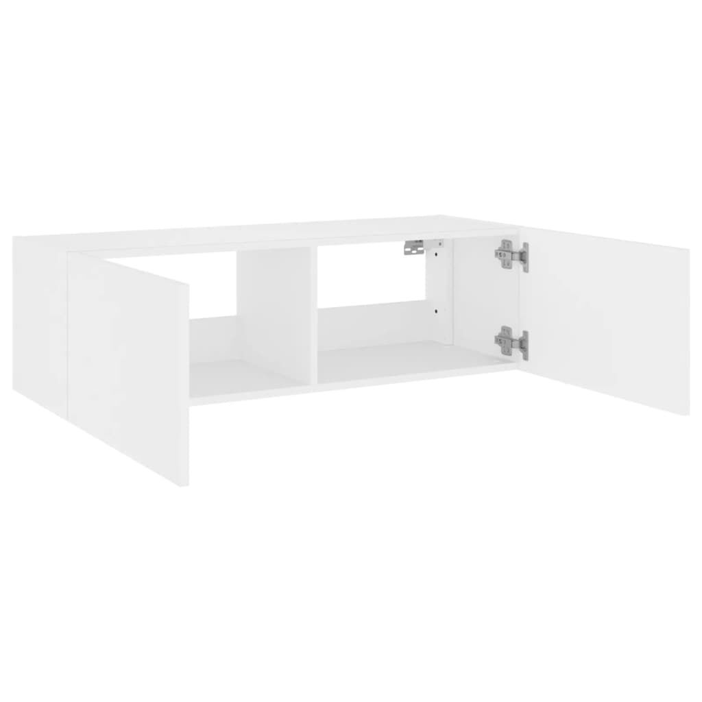 TV Wall Cabinet with LED Lights White 100x35x31 cm Price
