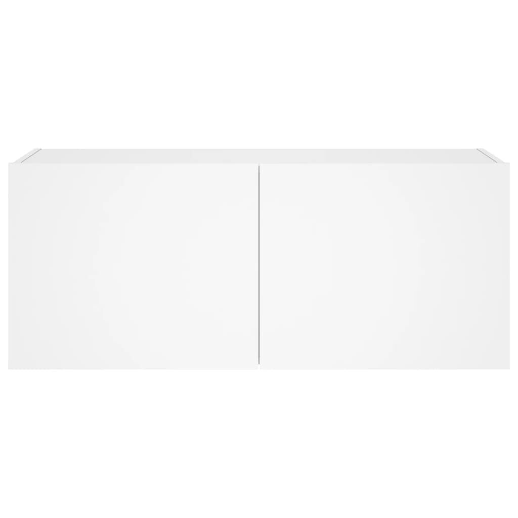 TV Wall Cabinet with LED Lights White 100x35x41 cm Price