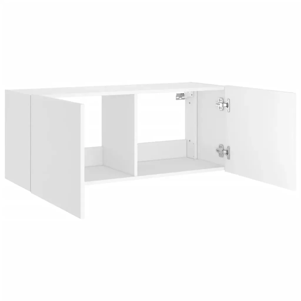 TV Wall Cabinet with LED Lights White 100x35x41 cm Price