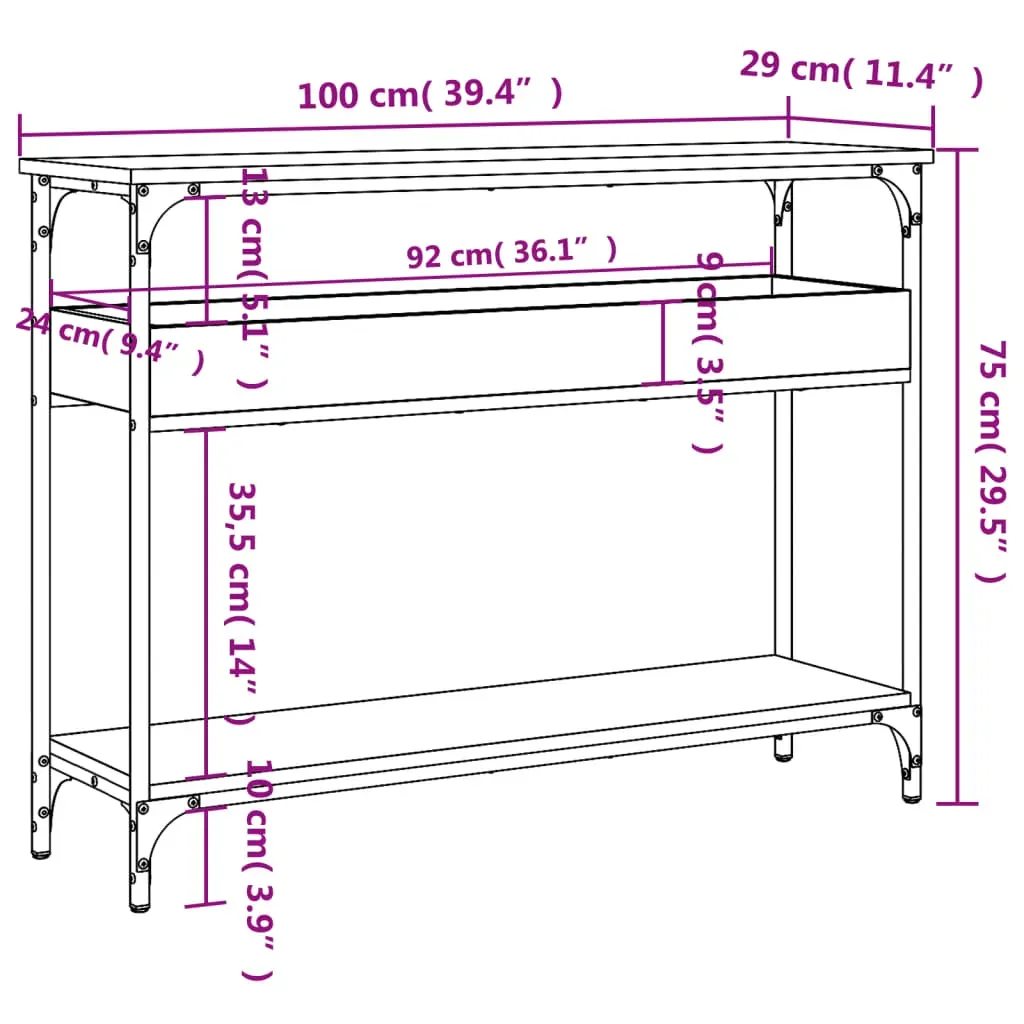 Console Table with Shelf Black 100x29x75cm Engineered Wood Price