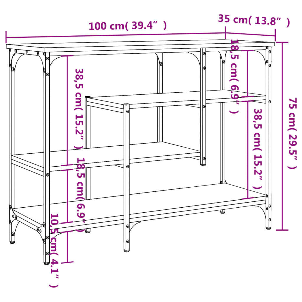 Console Table with Shelves Black 100x35x75 cm Price
