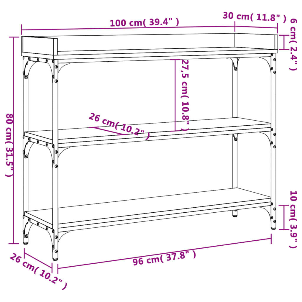 Console Table with Shelves Black 100x30x80 cm Price
