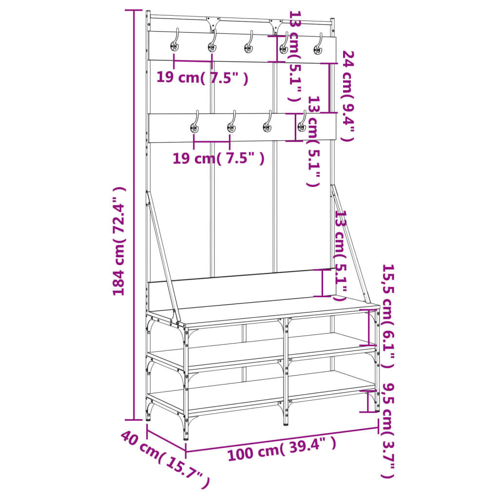 Clothes Rack with Shoe Storage Black 100x40x184 cm Price