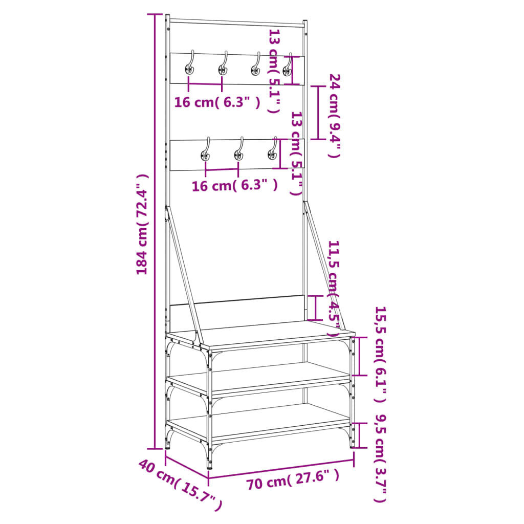 Clothes Rack with Shoe Storage Black 70x40x184 cm Price