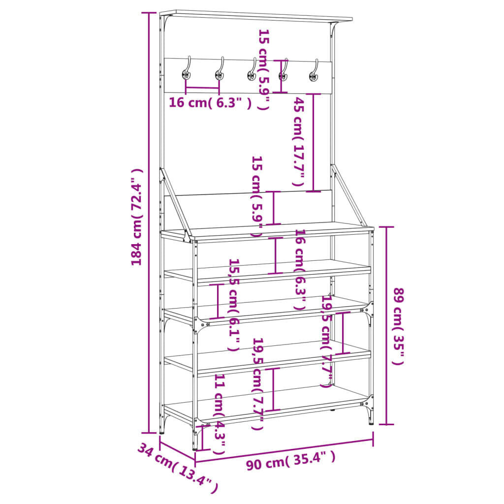 Clothes Rack with Shoe Storage Black 90x34x184 cm Price