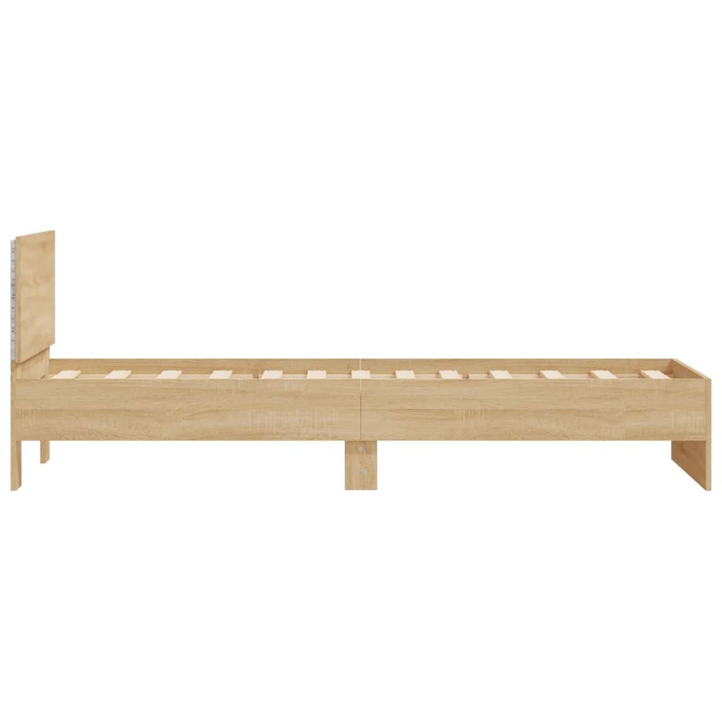 Bed Frame without Mattress with LED Lights Sonoma Oak 90x190 cm Price