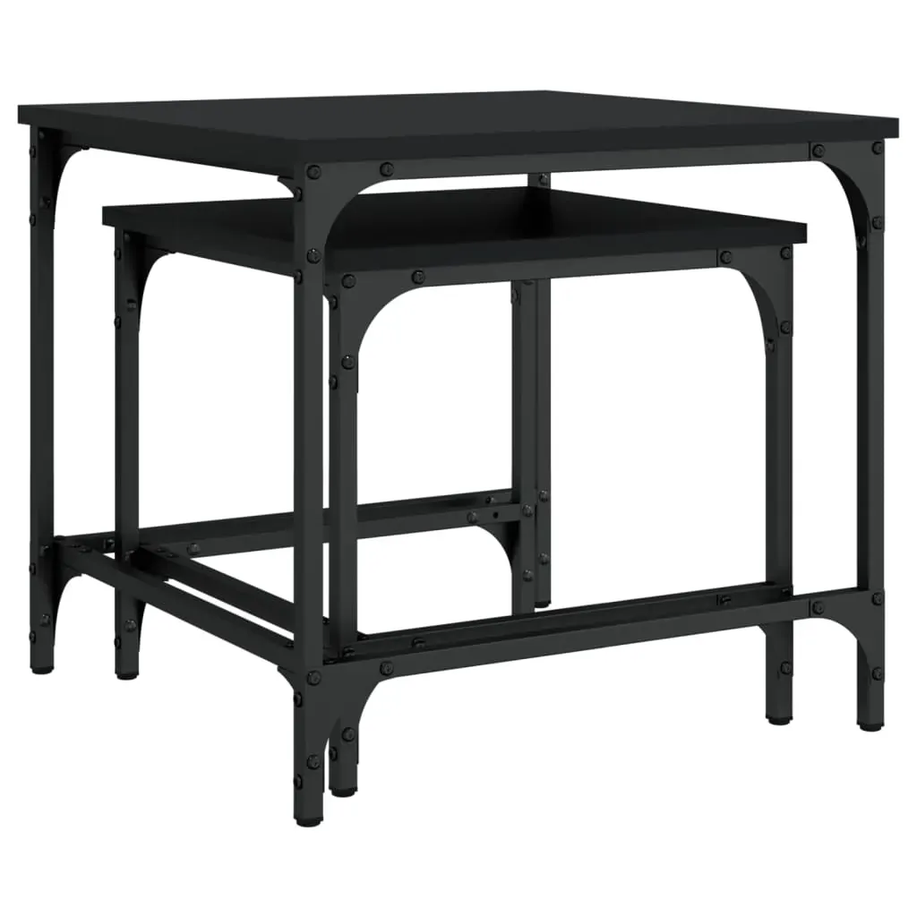 Nesting Coffee Tables 2 pcs Black Engineered Wood Price