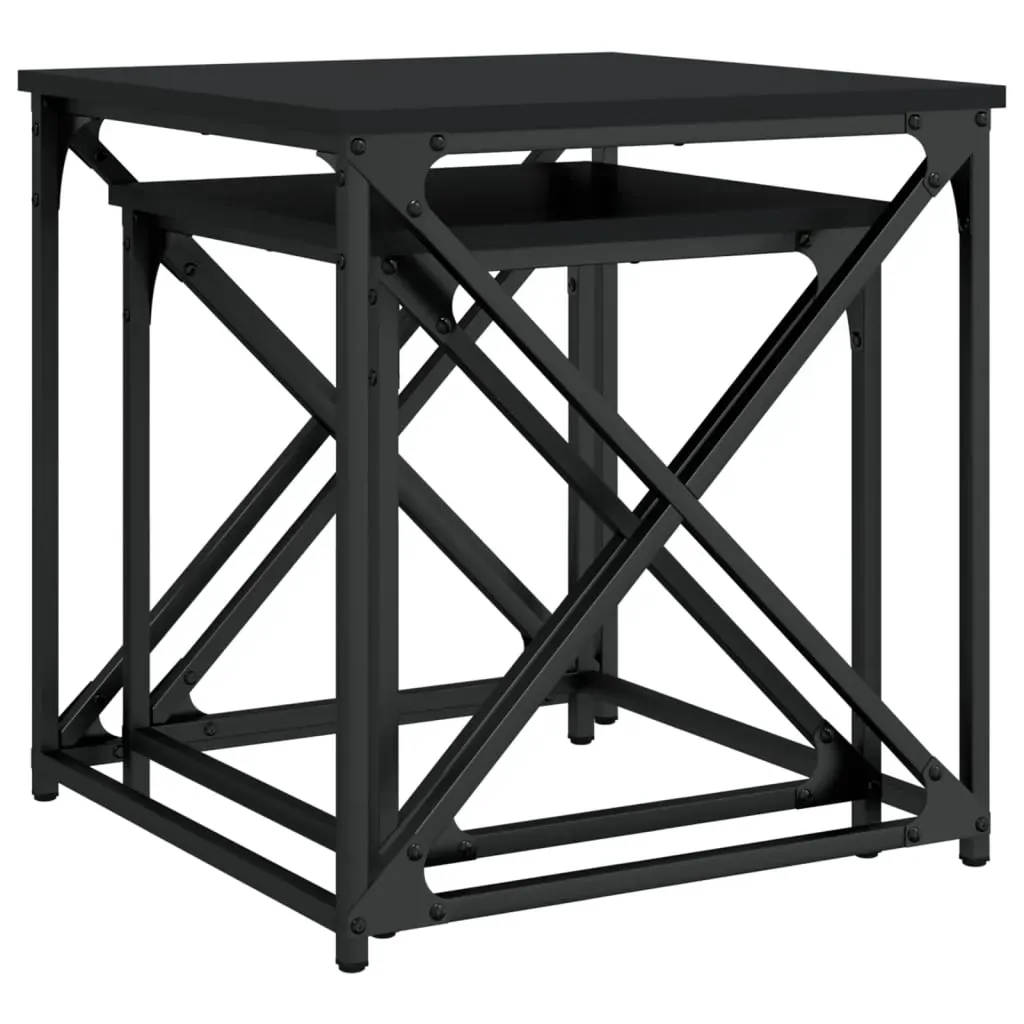 Nesting Coffee Tables 2 pcs Black Engineered Wood Price