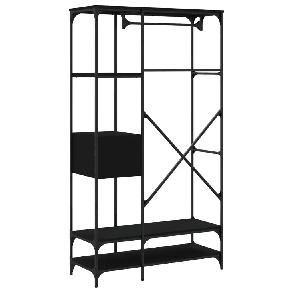 Wardrobe with Drawers Black 100x40x180 cm Engineered Wood Price