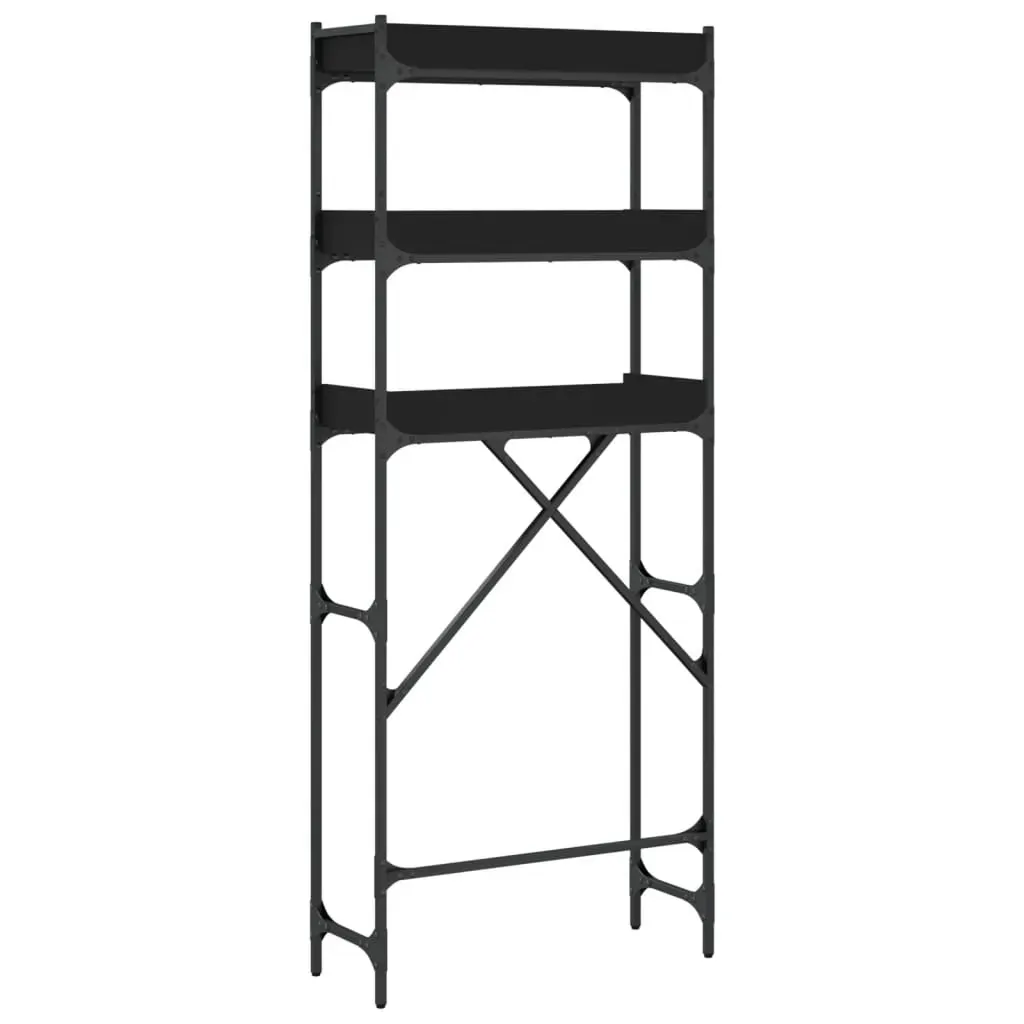 Washing Machine Shelf Black 67x25x163 cm Engineered Wood Price