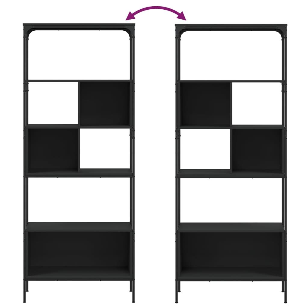 Bookcase 5-Tier Black 76x33x188.5 cm Engineered Wood Price