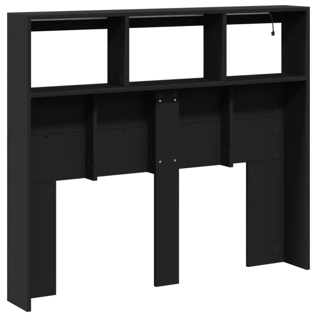 Headboard Cabinet with LED Black 120 cm Price